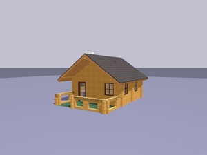 3D-Modell von Blockhaus Ferienhaus