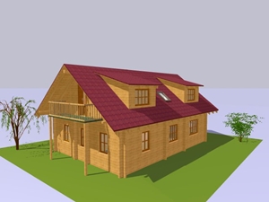 3D-Modell von Blockhaus Jaan